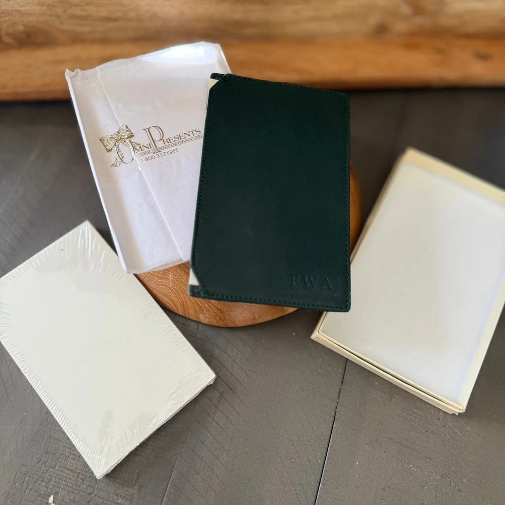 FWA Monogrammed Leather Writing Pad‎ Folio with Paper Refills & Box